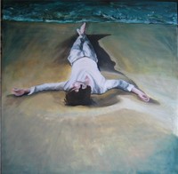 L'homme en croix,peinture à l'huile,Florence Gautier Artiste peintre,www.florencegautier.fr